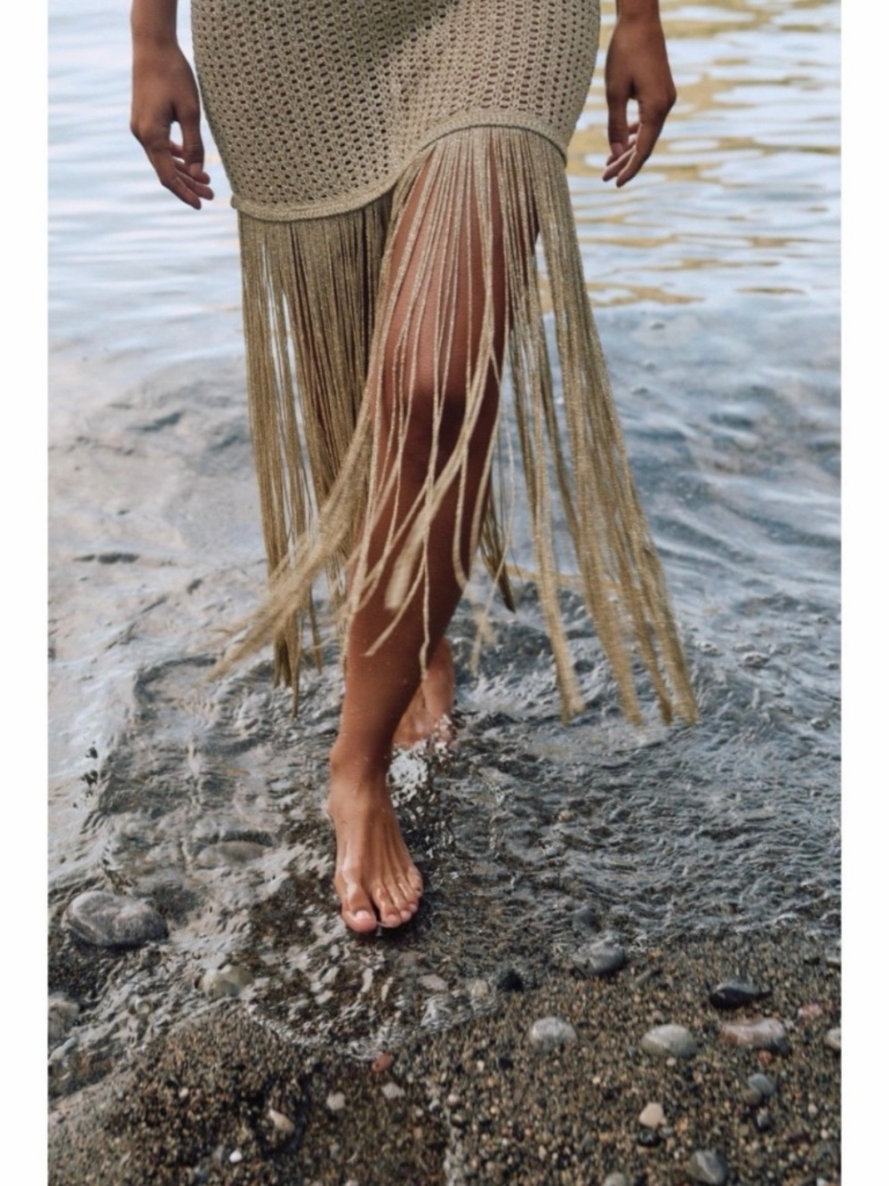Zara Gold Metallic Fringe Dress